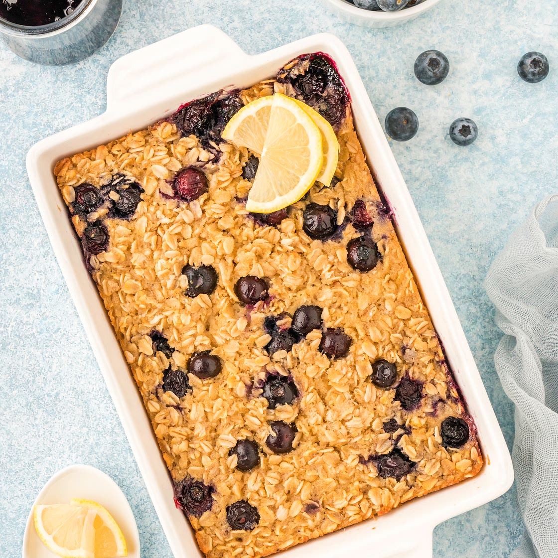 Healthy Lemon Blueberry Baked Oatmeal
