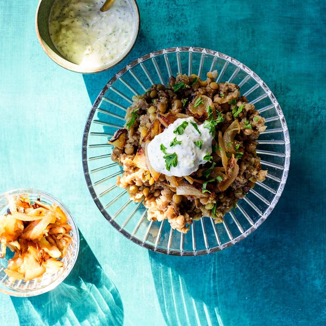 Mujaddara with Tzatziki