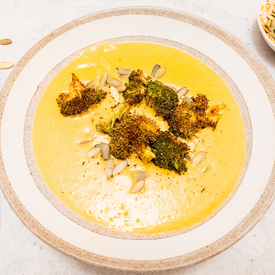 Plant-Based Roasted Broccoli Cheddar Soup