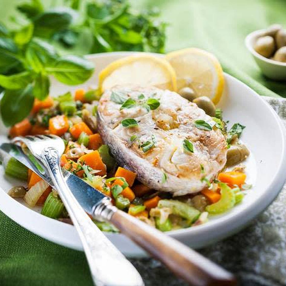 Truite au soffrito aux herbes