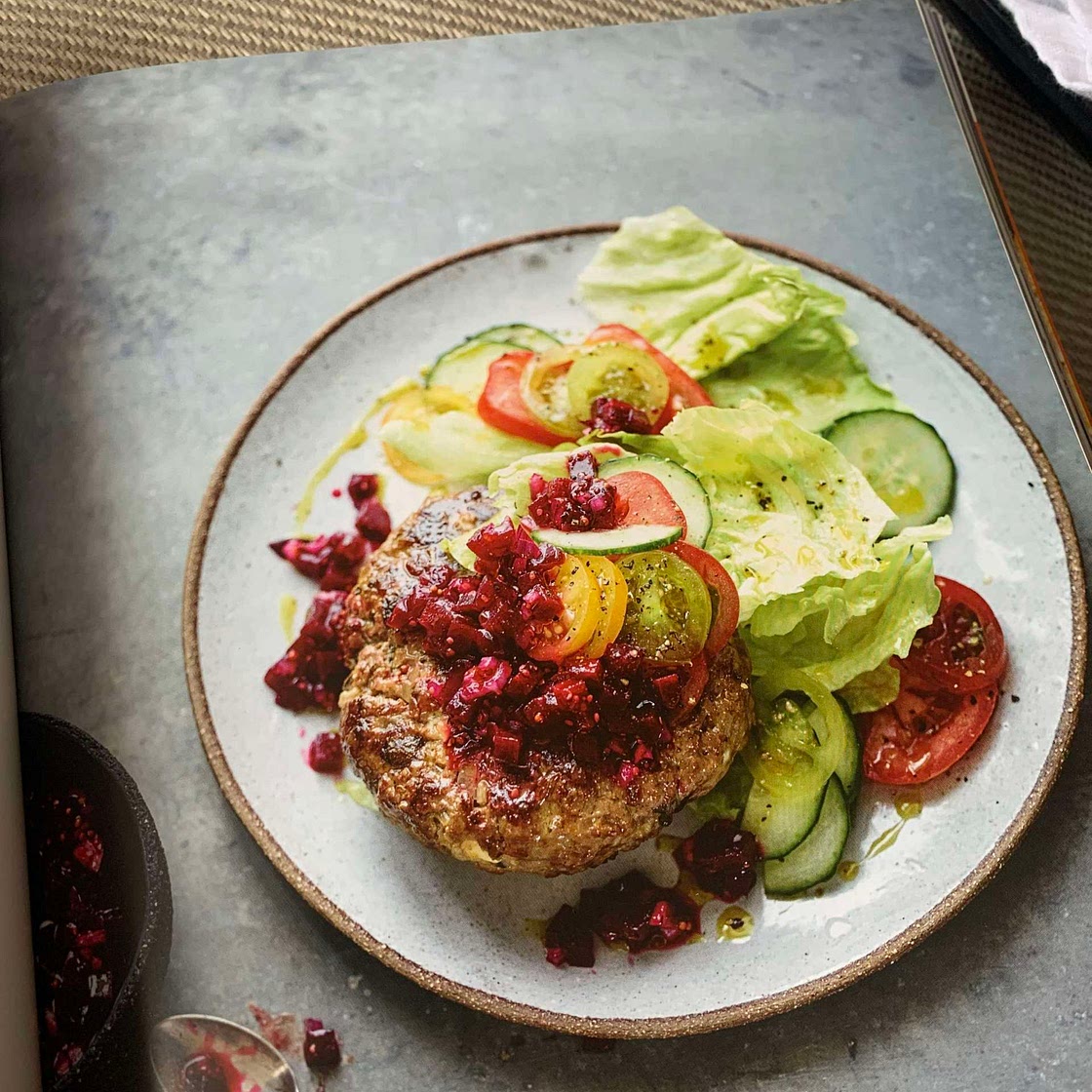 Naked Lamb Burgers with Beetroot Relish 