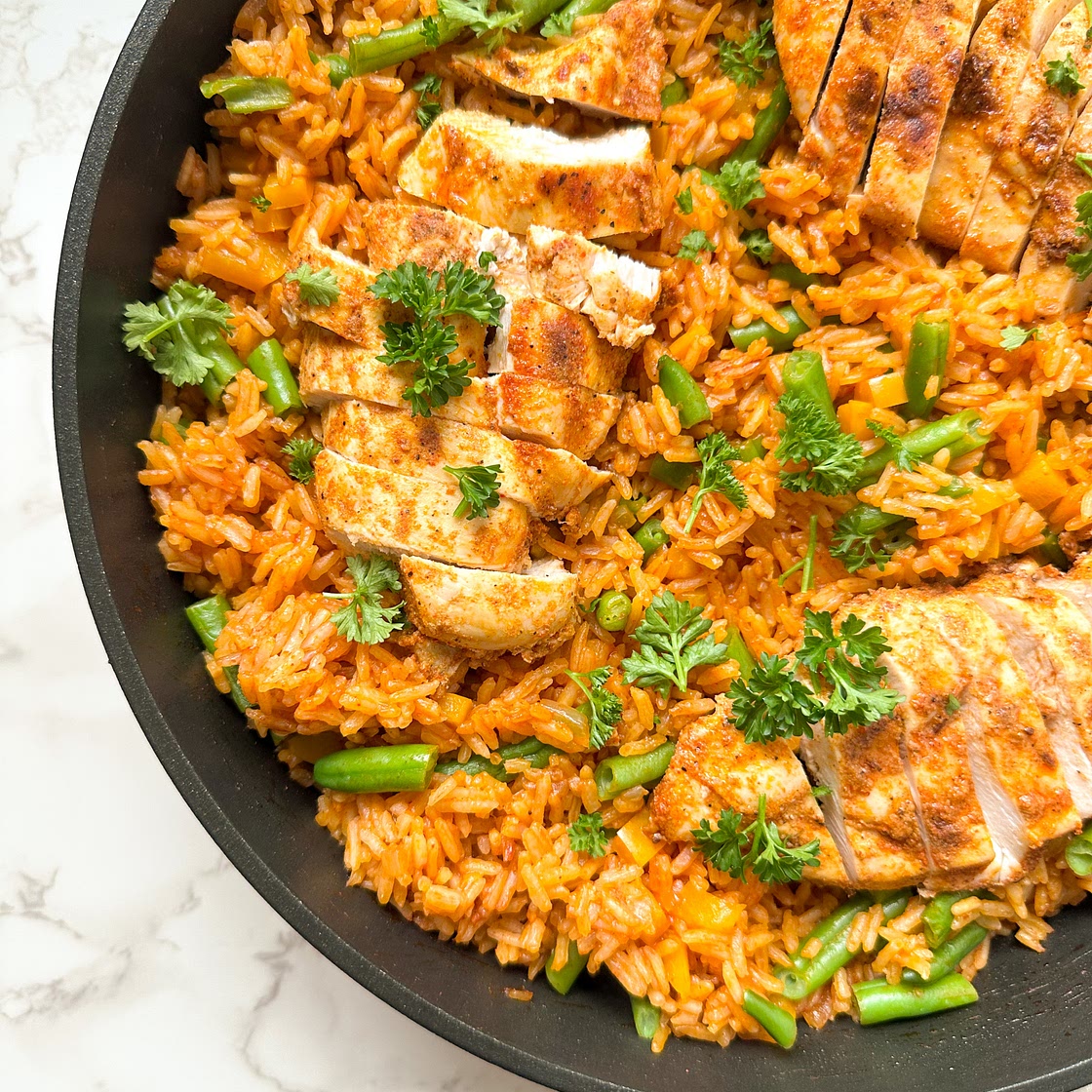 Smoked Chicken Rice Skillet