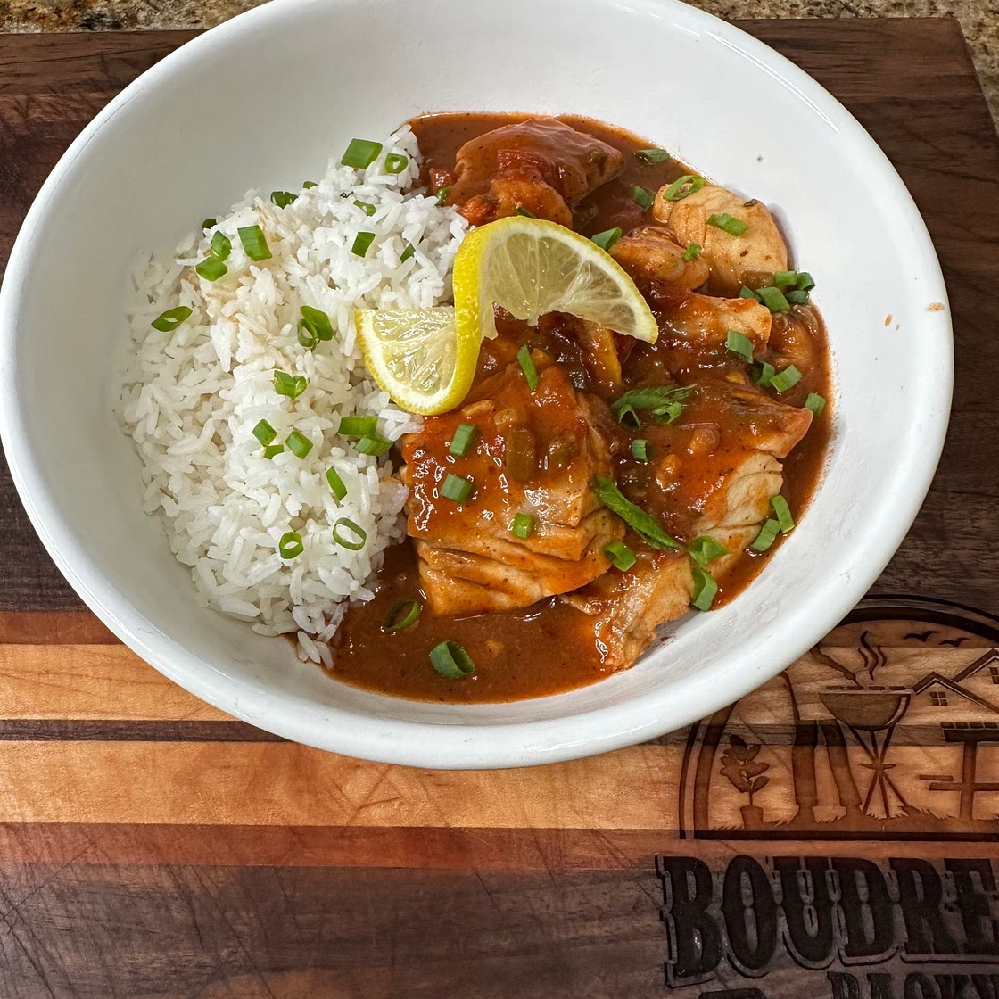 Redfish and Shrimp Court Bouillon