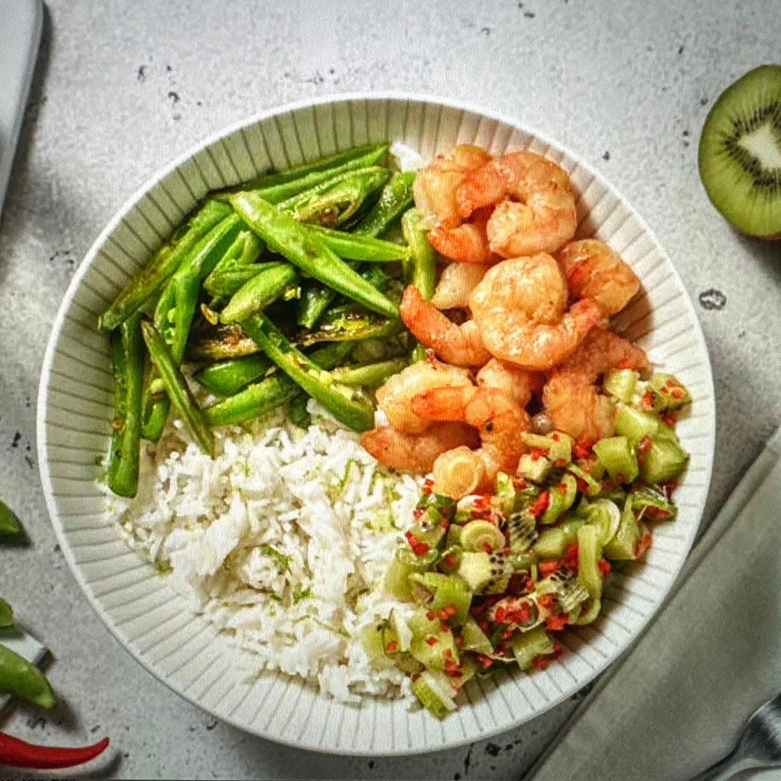 Teriyaki prawn poke style bowl