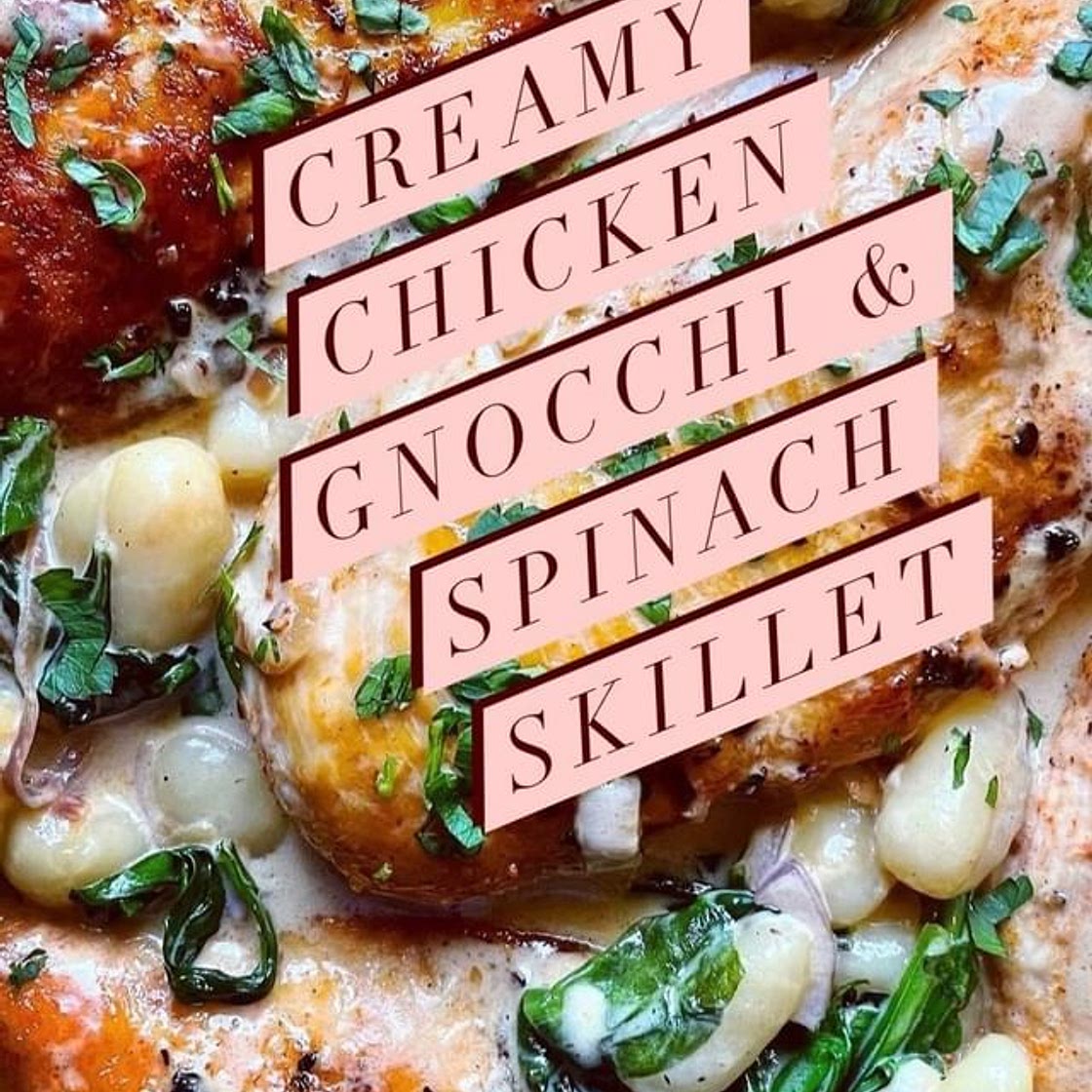 Creamy Chicken Gnocchi and Spinach Skillet