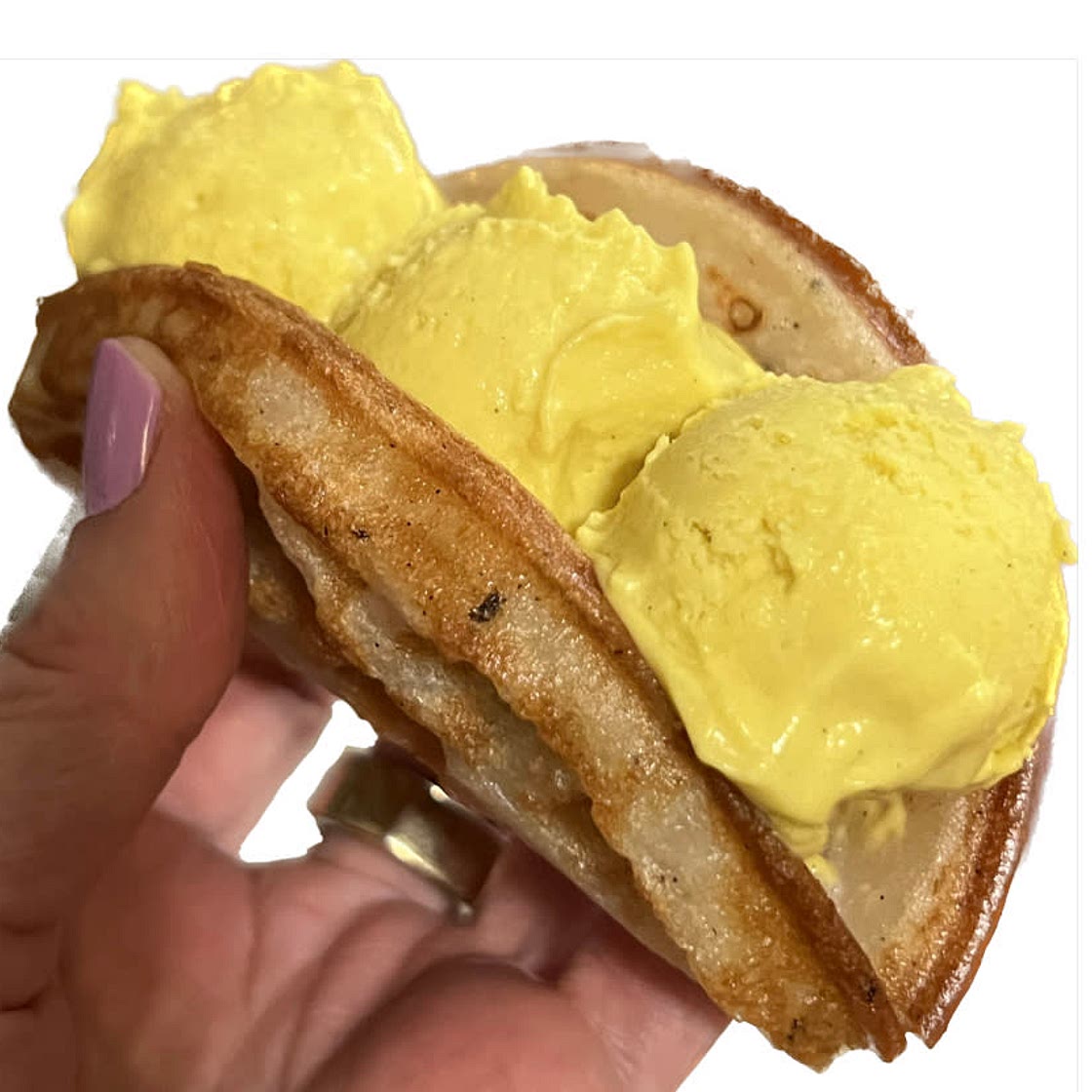 Honey Mochi Waffle with Ice Cream Tacos (Chi-Wacos)