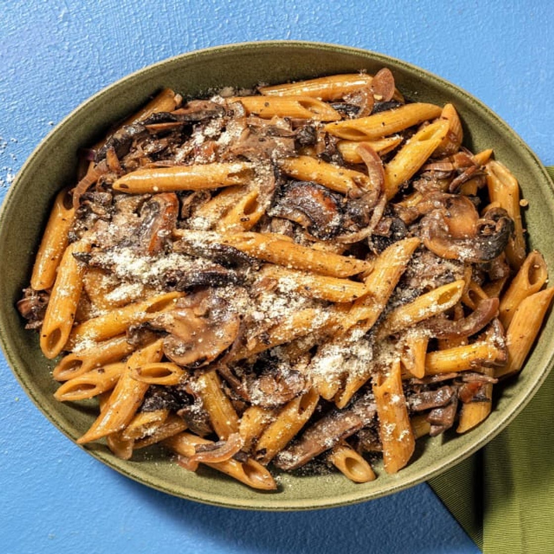 Creamy Double Mushroom Penne with Cheese