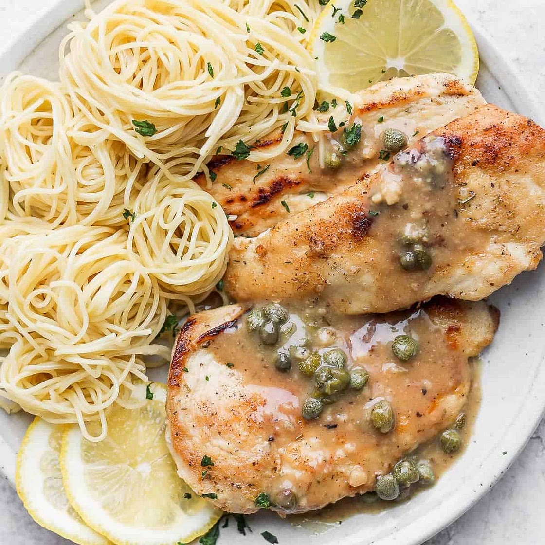 Chicken Piccata with Angel Hair Pasta