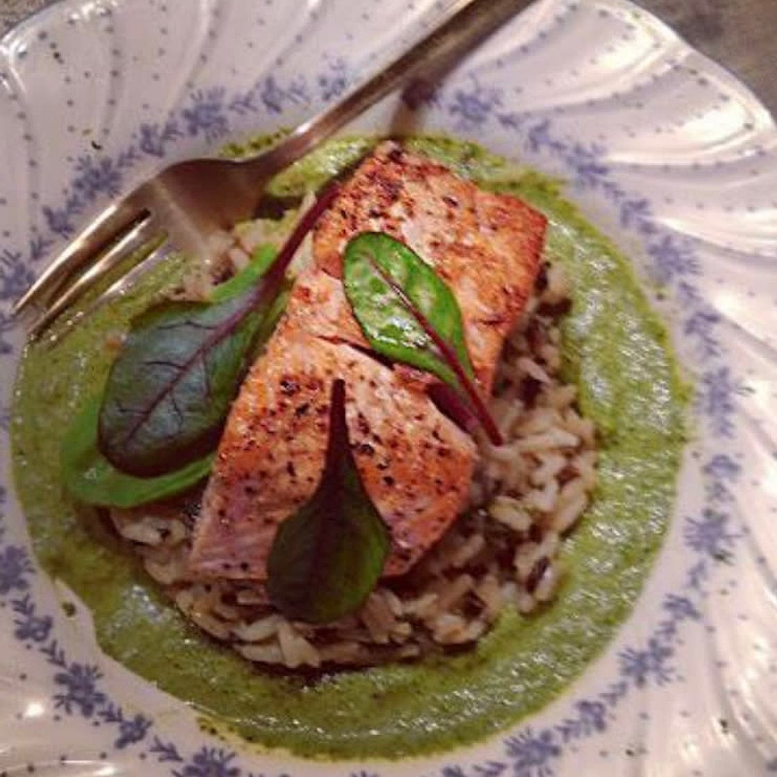 Saumon à l’oseille, riz sauvage