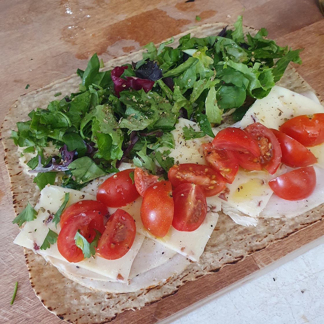 Turkey and Hummas Flatbread Wrap