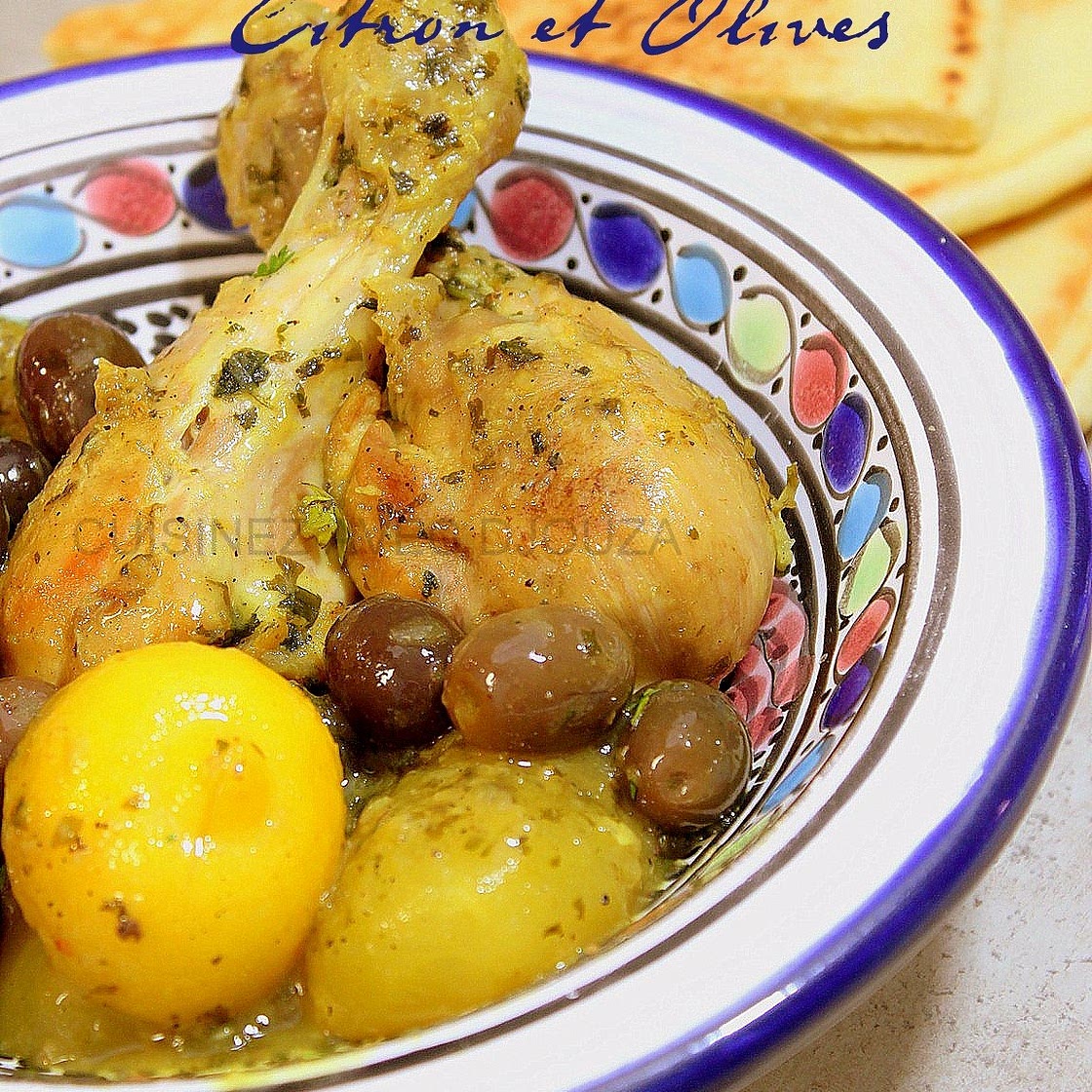 Tajine de Poulet au citron et aux olives violettes