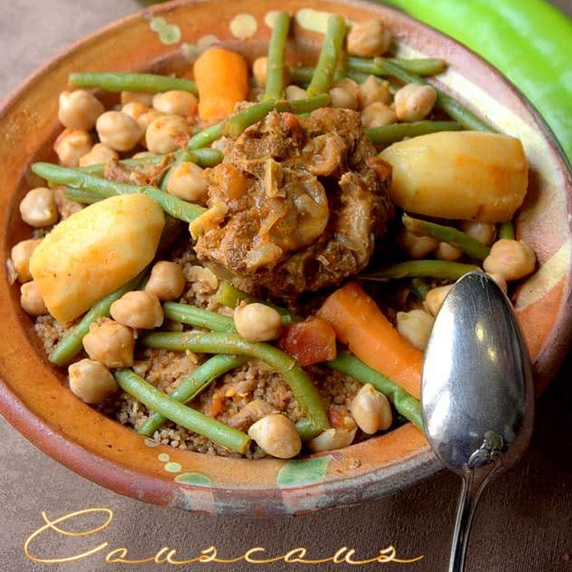 Couscous berbère aux haricots verts et semoule d'orge