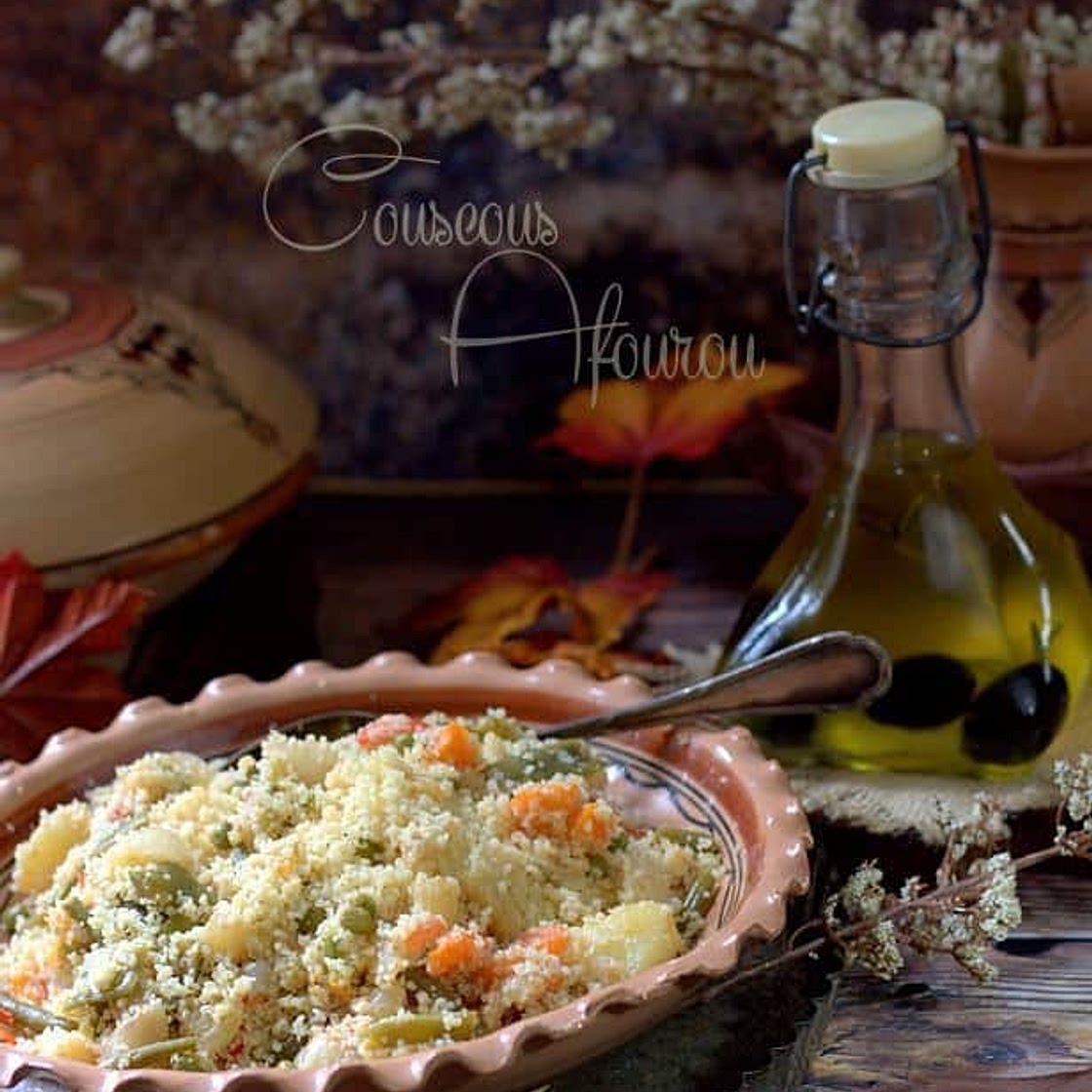 Couscous aux légumes vapeur, Afourou ou Aqqfel kabyle