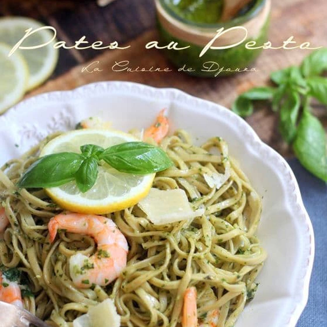 Pâtes au pesto maison et crevettes : recette rapide et facile