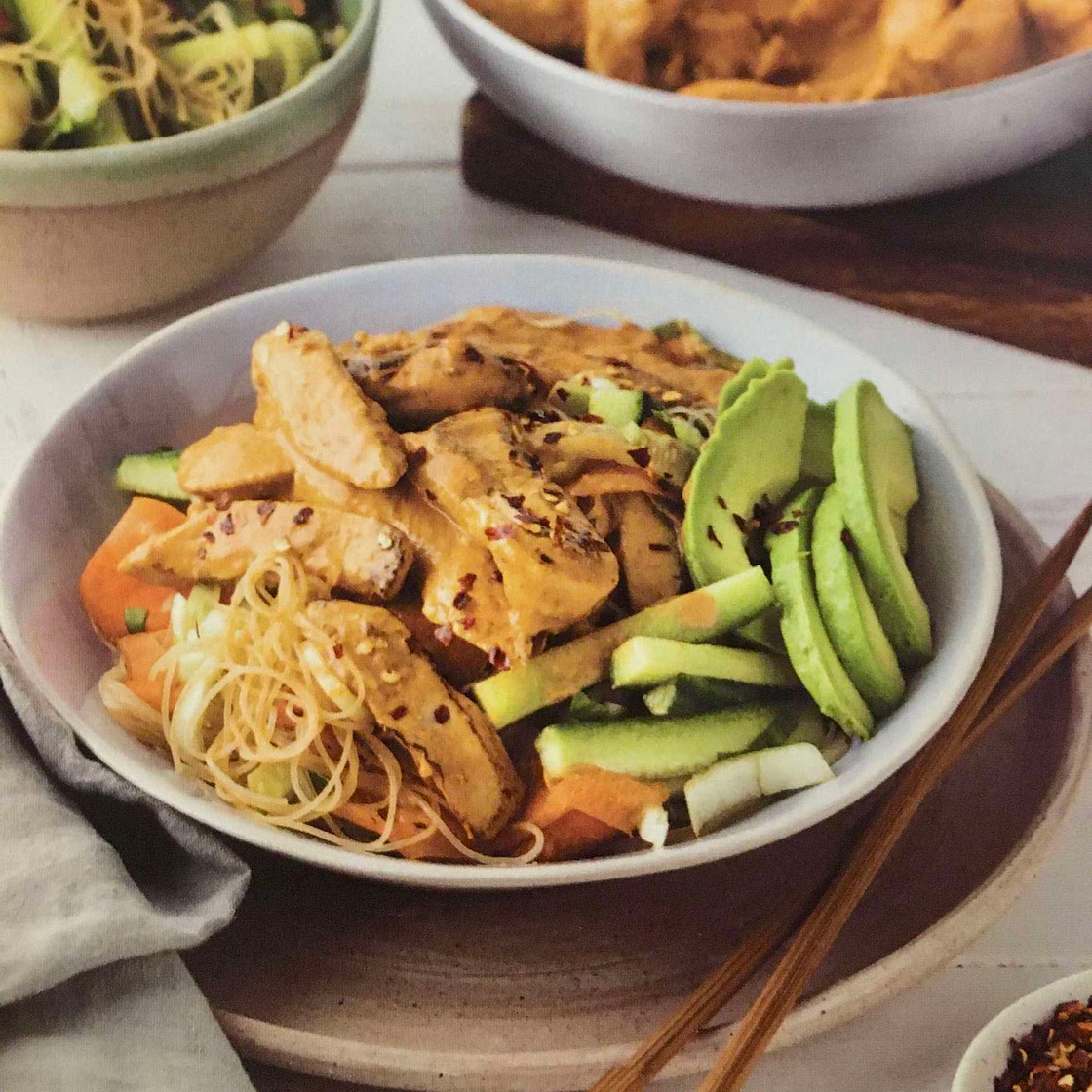 Peanut Chicken Spring Roll Bowls