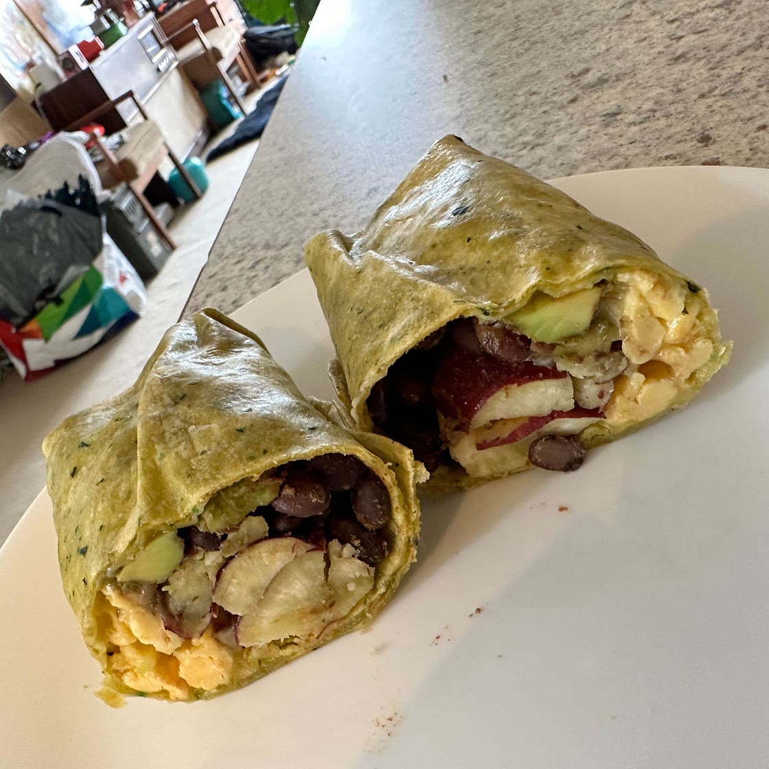 Sweet Potato, Black Bean & Egg White Breakfast Burritos