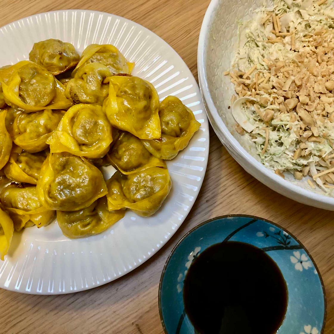 78. Vegetarian Dumplings with Cabbage Slaw