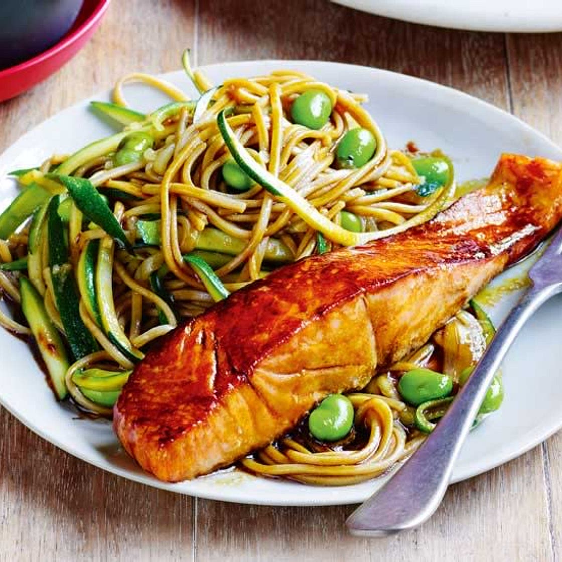 Teriyaki Salmon with Noodles