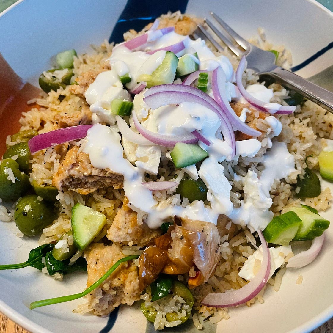 Crispy Chicken With Za’atar-Olive Rice