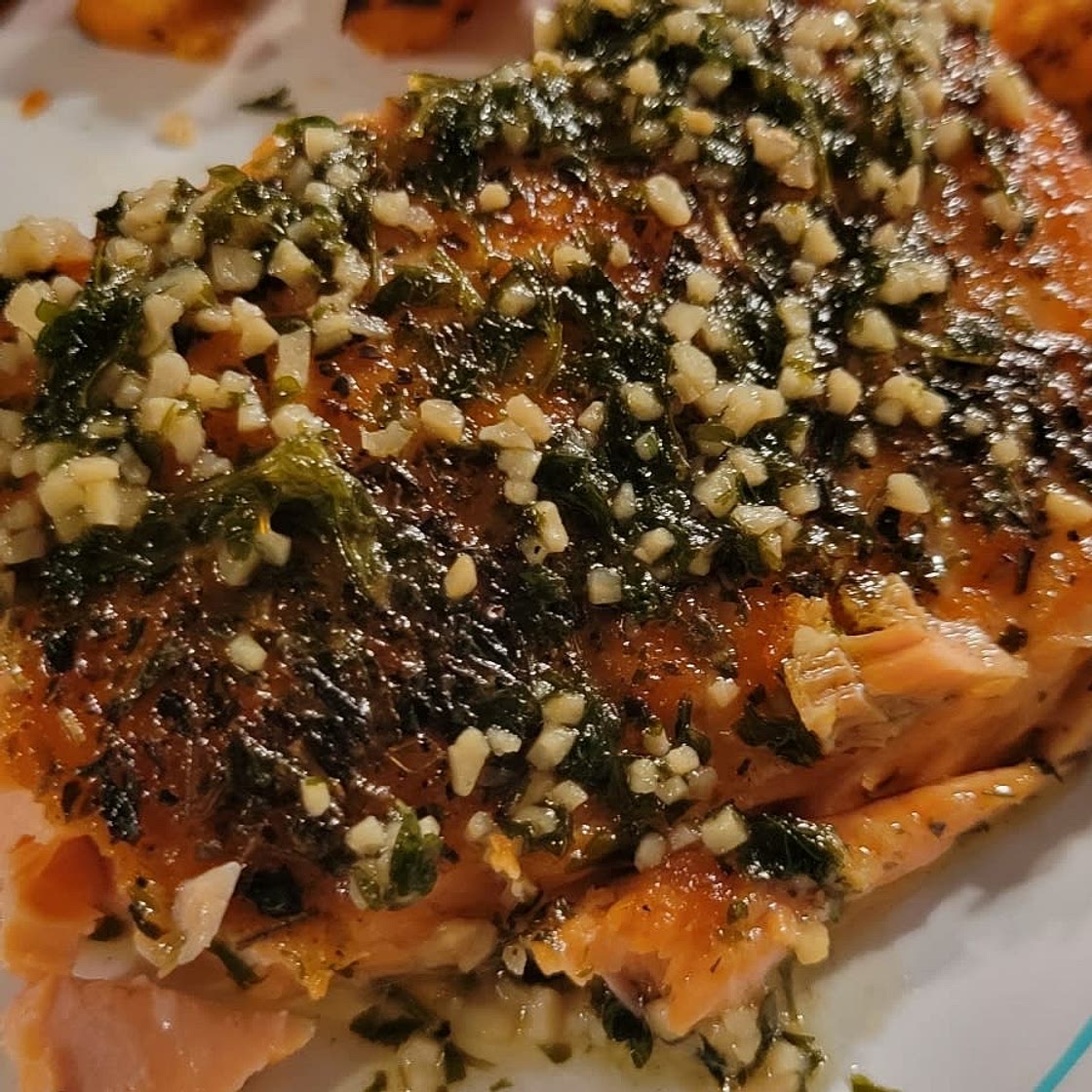 Trout with Garlic Lemon Butter Herb Sauce