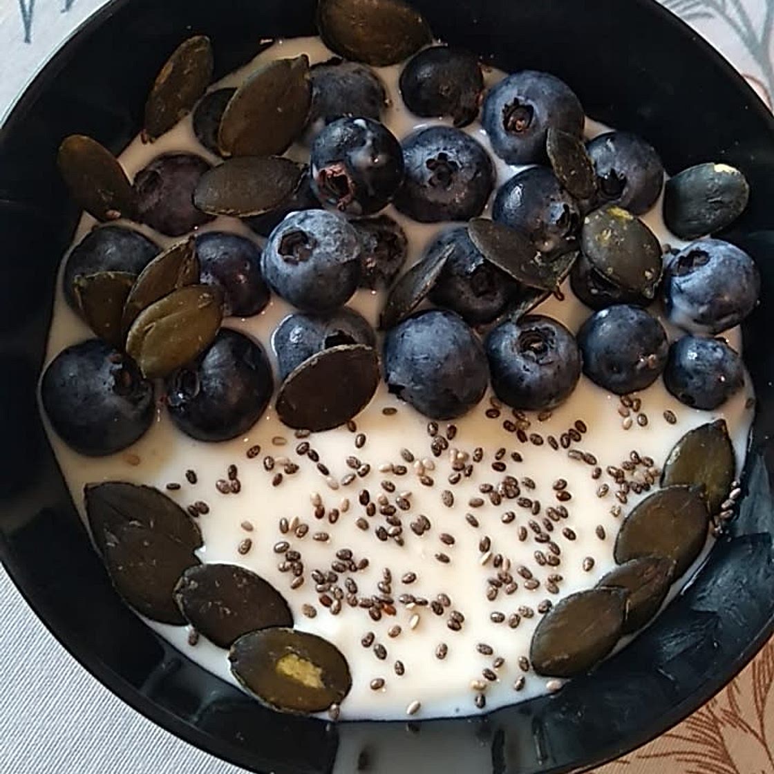 Blue yogurt bowl