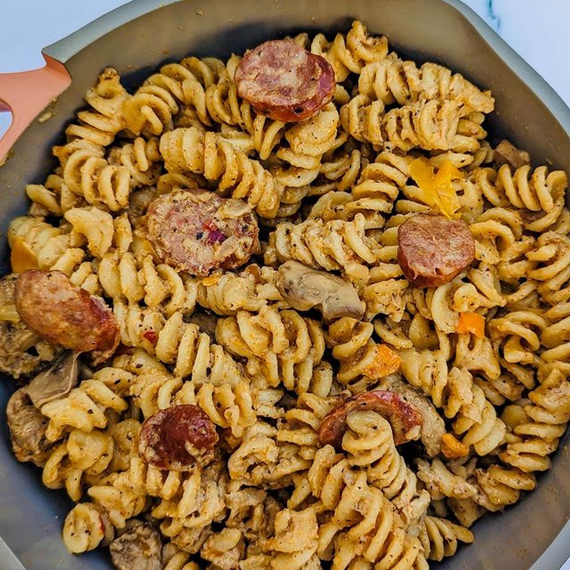 Sometimes, forgetting ingredients at the grocery store turns into a happy accident! I forgot a few things for my Cajun Sausage Pasta &amp; modified the recipe a bit as I went. It actually turned out better than the original! This one pot pasta dish is so s