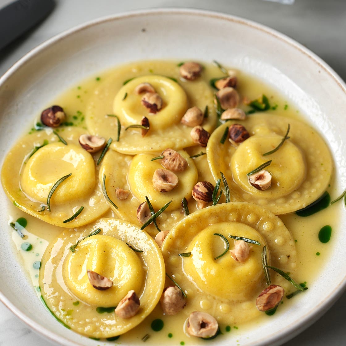 Potato and taleggio cheese ravioli