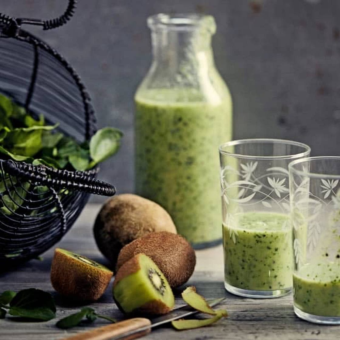 Smoothie kiwi-banane-cresson