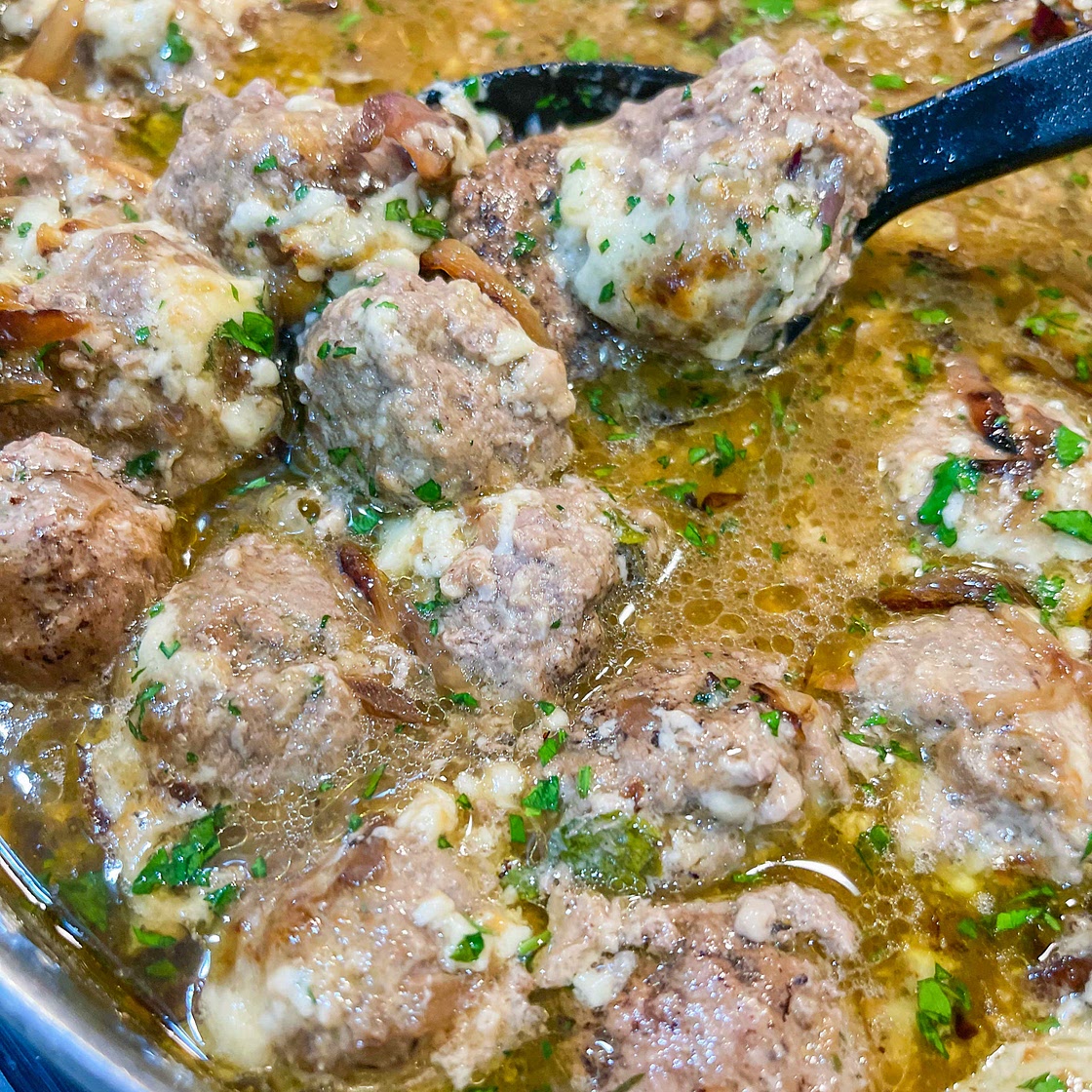 French onion meatballs 