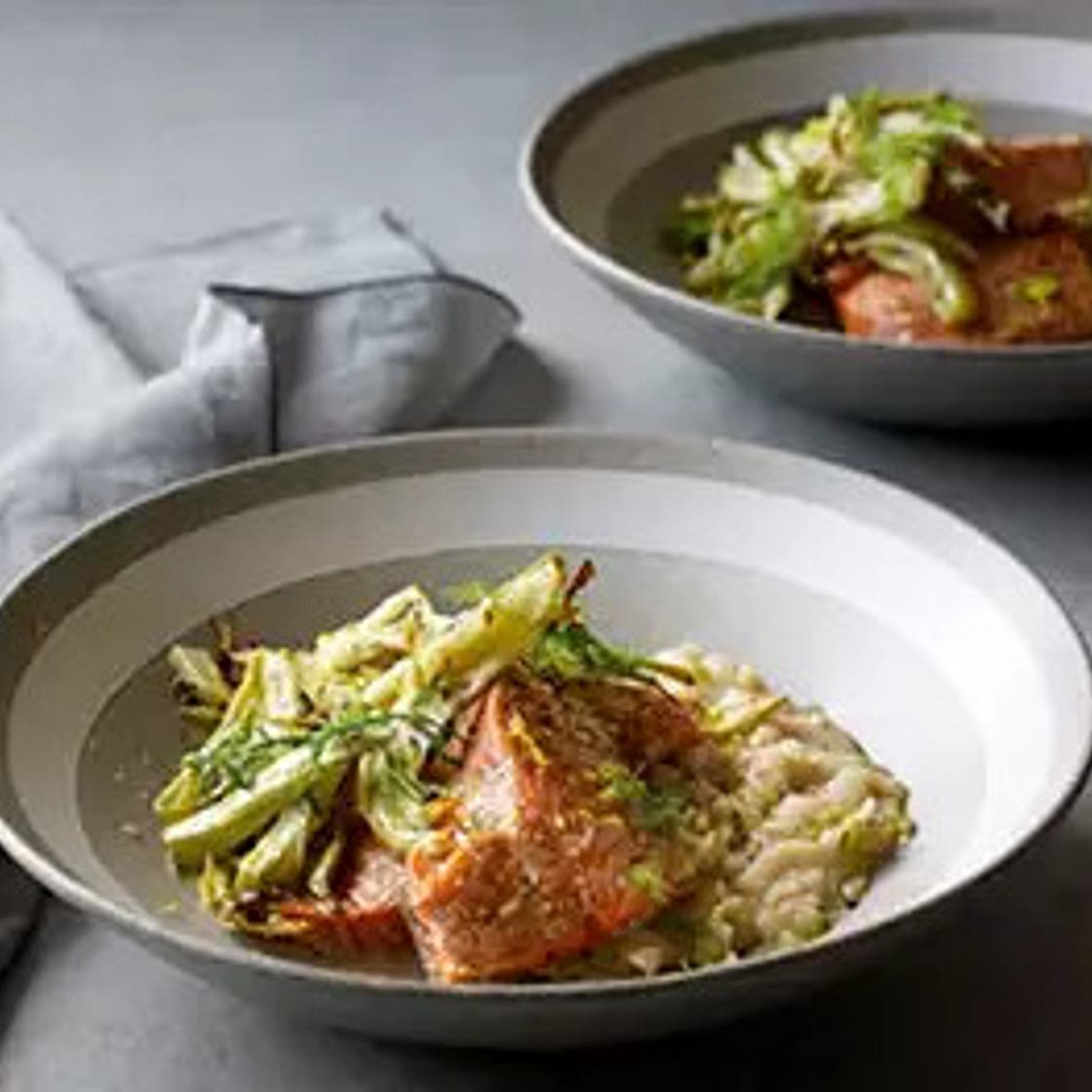 Salmon & fennel with cannellini bean mash