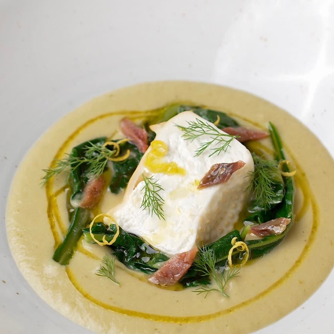 Leeks and cardoons veloutè with smoked burrata