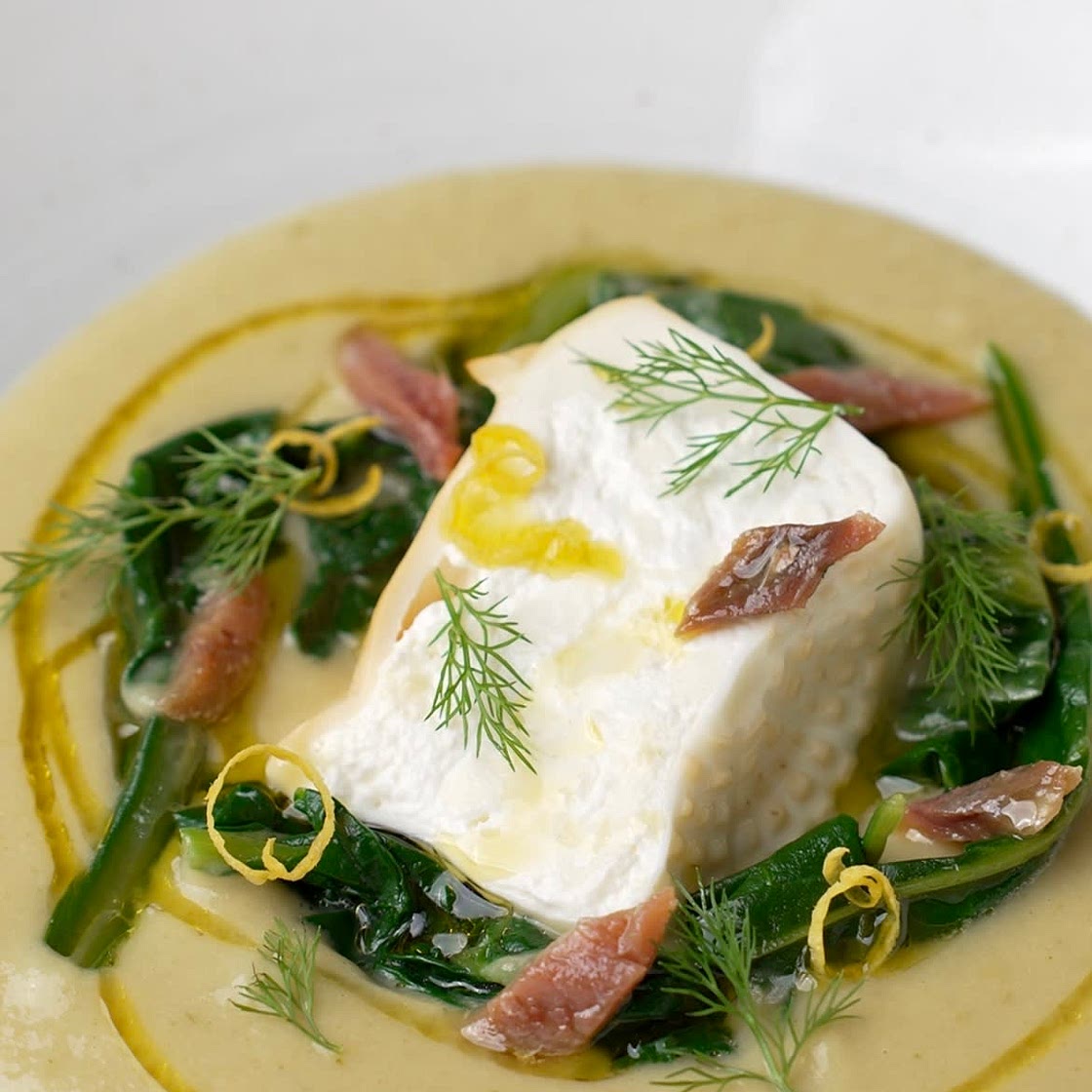 ITALIANO - Vellutata di porri e cardi con burrata affumicata