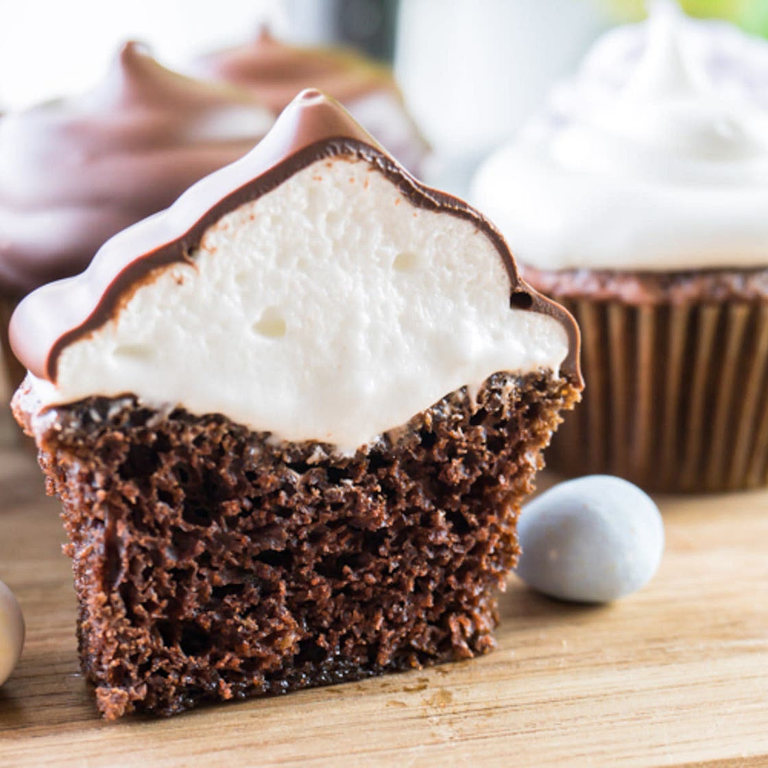 Chocolate Cupcakes with Marshmallow Frosting