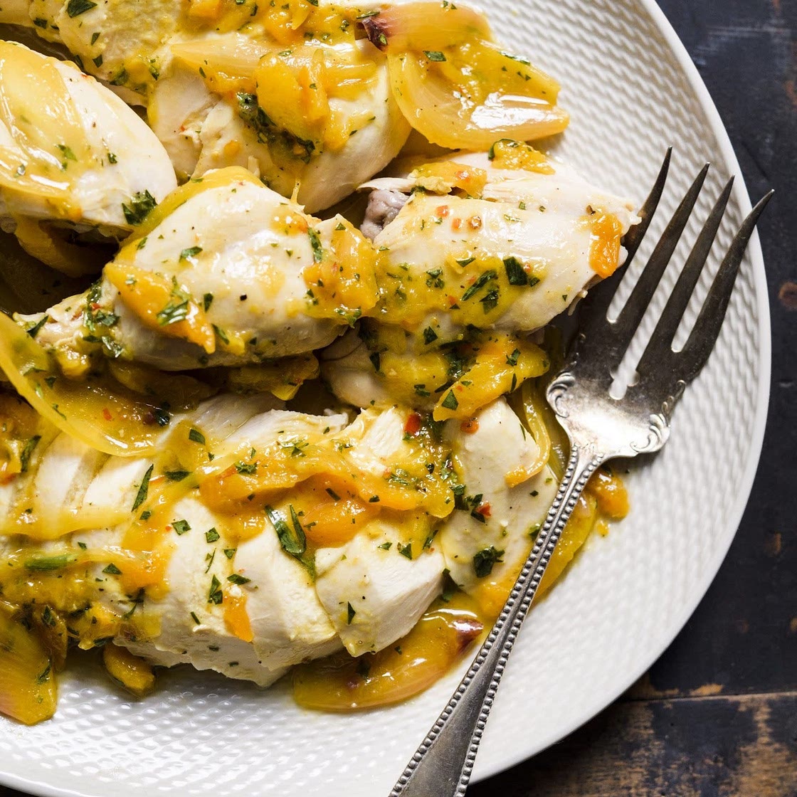 Chicken En Cocotte w/ Apricots, Saffron & Tarragon