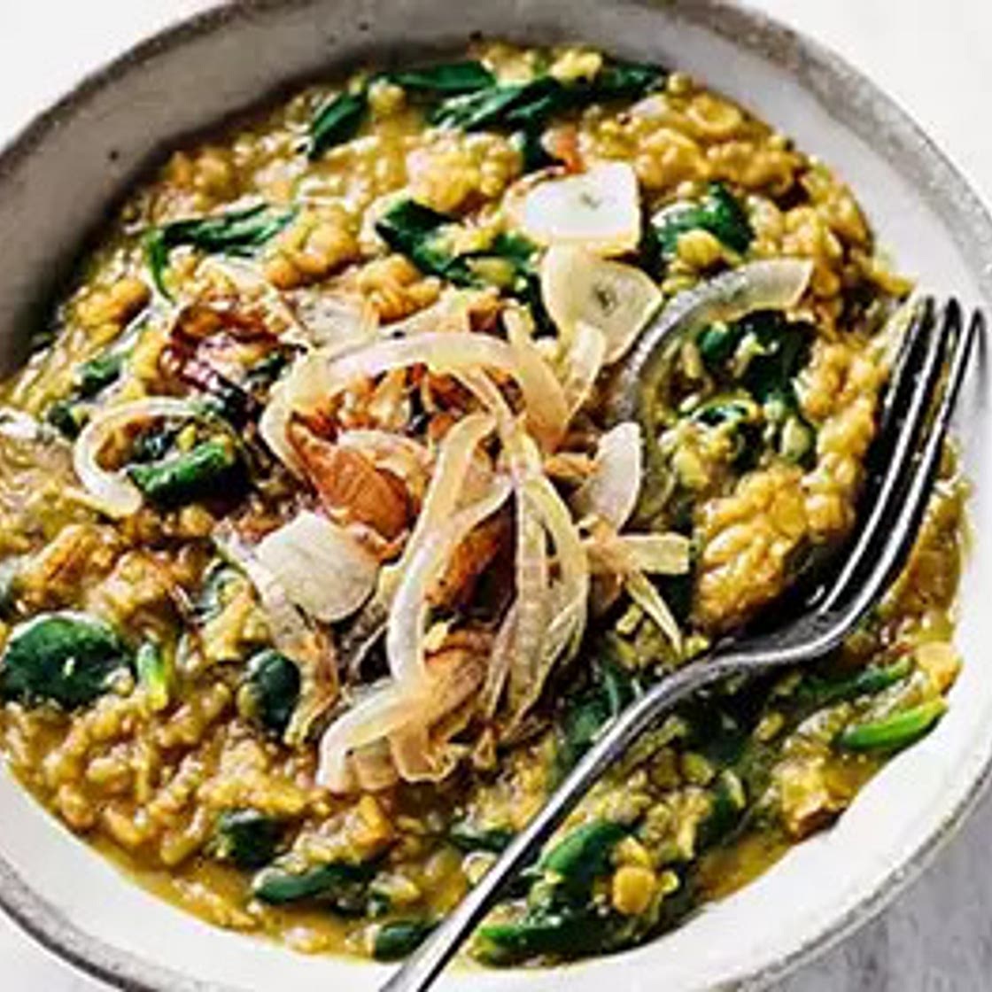 Warming turmeric dhal with spinach