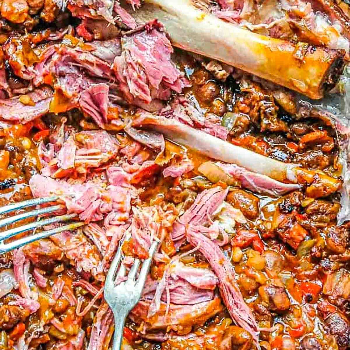 Slow Cooked Pork & Beans with Smoked Ham Hock