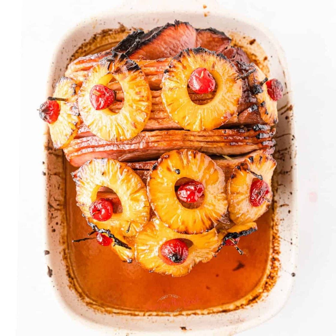 Glazed Baked Ham with pineapples