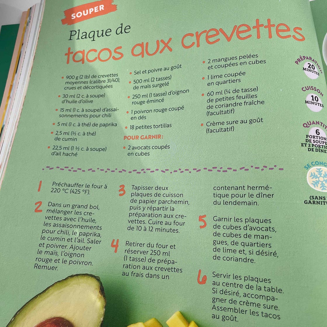 Quesadillas aux crevettes et à la mangue