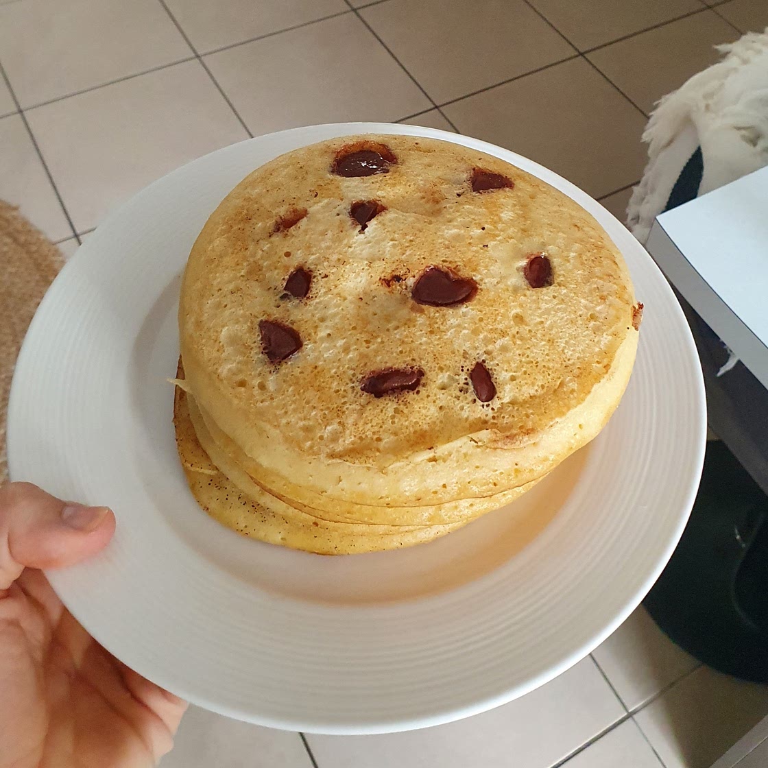 Chunky choc-chip pancakes