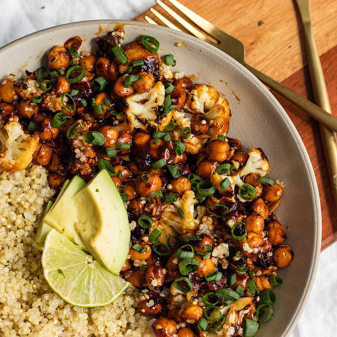 Hot Honey Sticky Cauliflower and Chickpeas