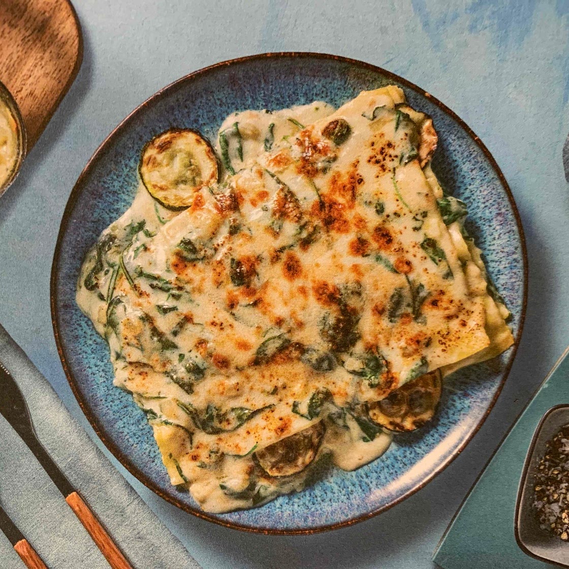 Vegetarian lasagna with zucchini and spinach