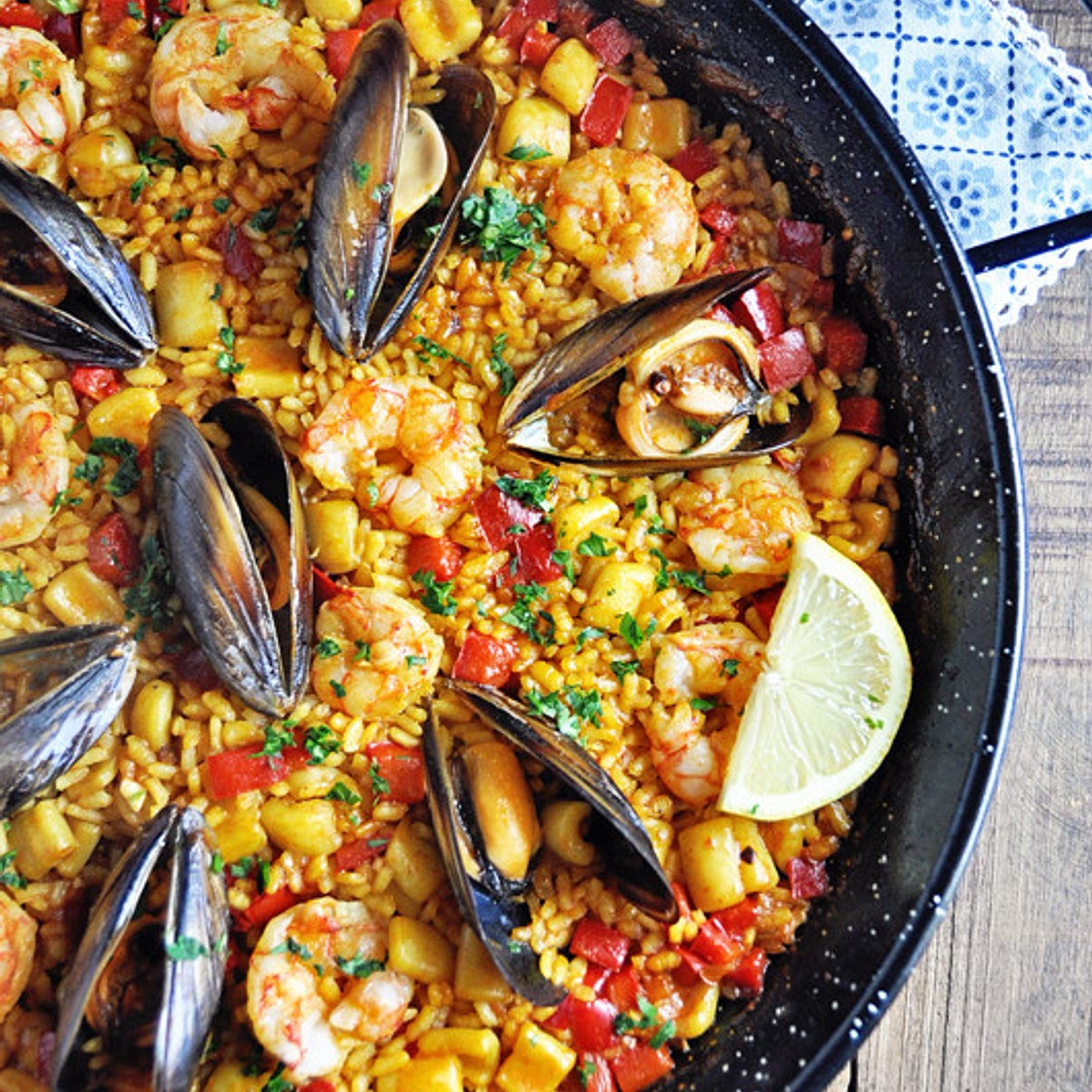 Seafood Paella (from class in Spain 2019)