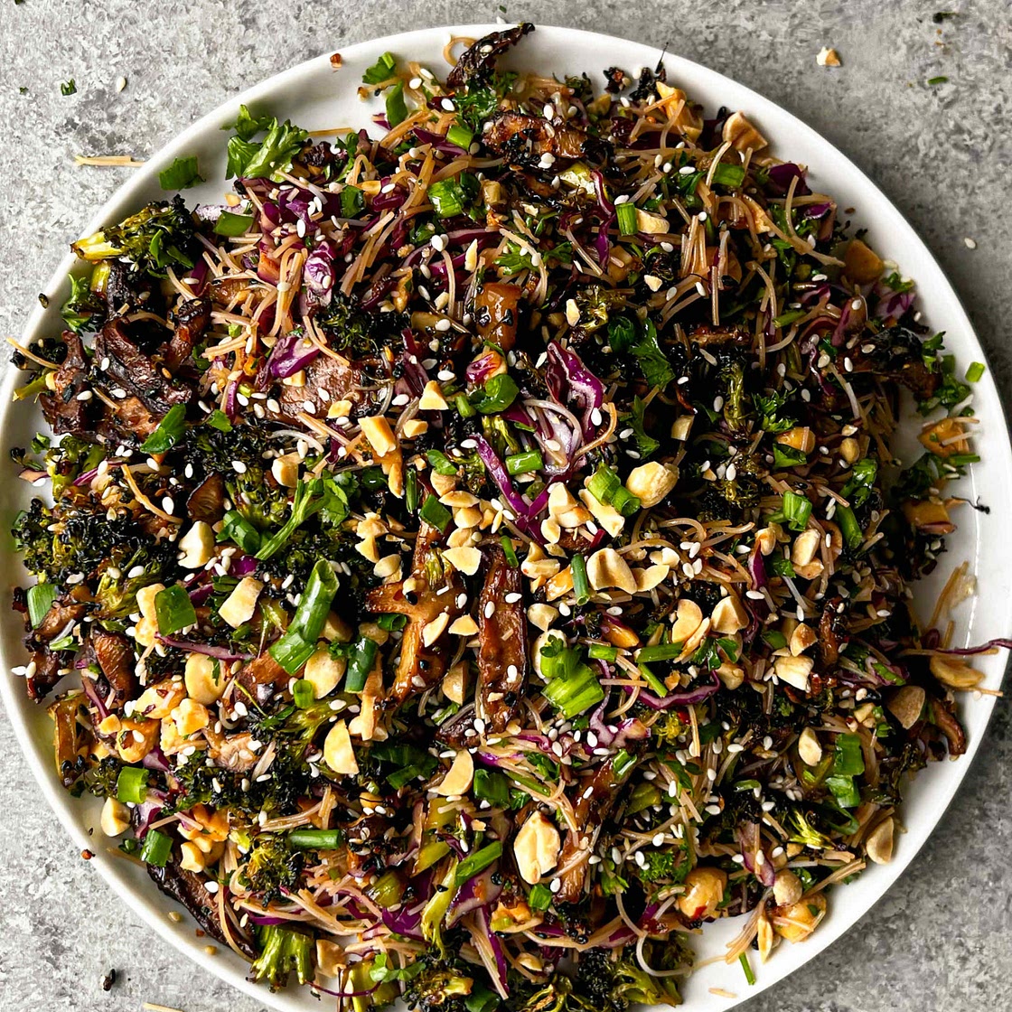 Chili-Crunch Broccoli, Shiitake and Chopped Vermicelli Salad