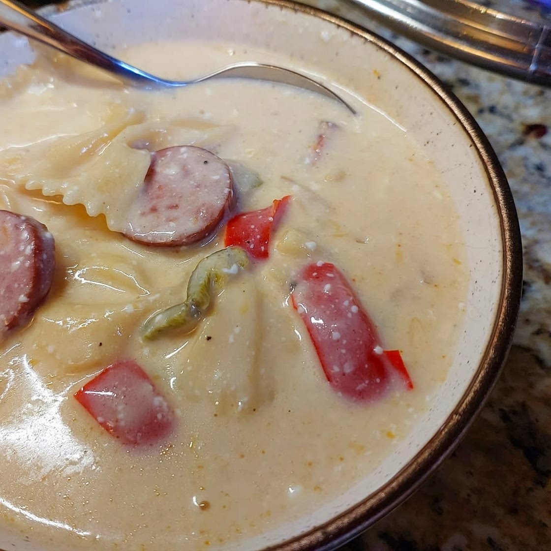 Cheesy Bowtie Sausage Skillet