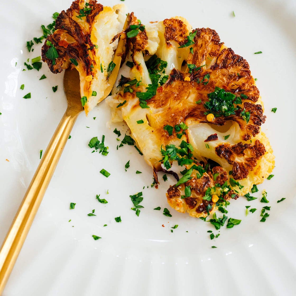 Braised Lentils and Cauliflower Steaks