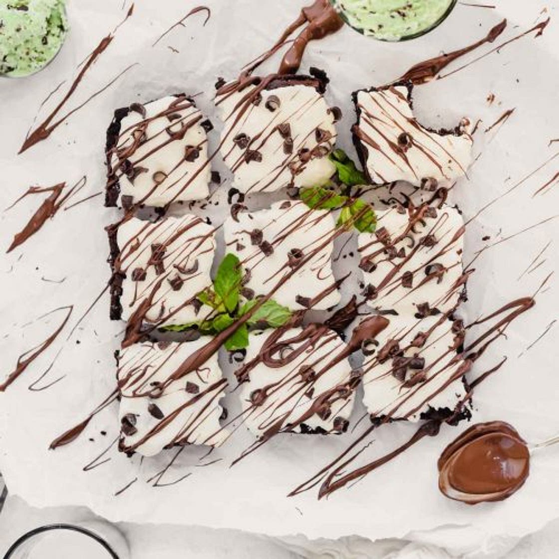 Thin Mint Brownies with Cream Cheese Frosting