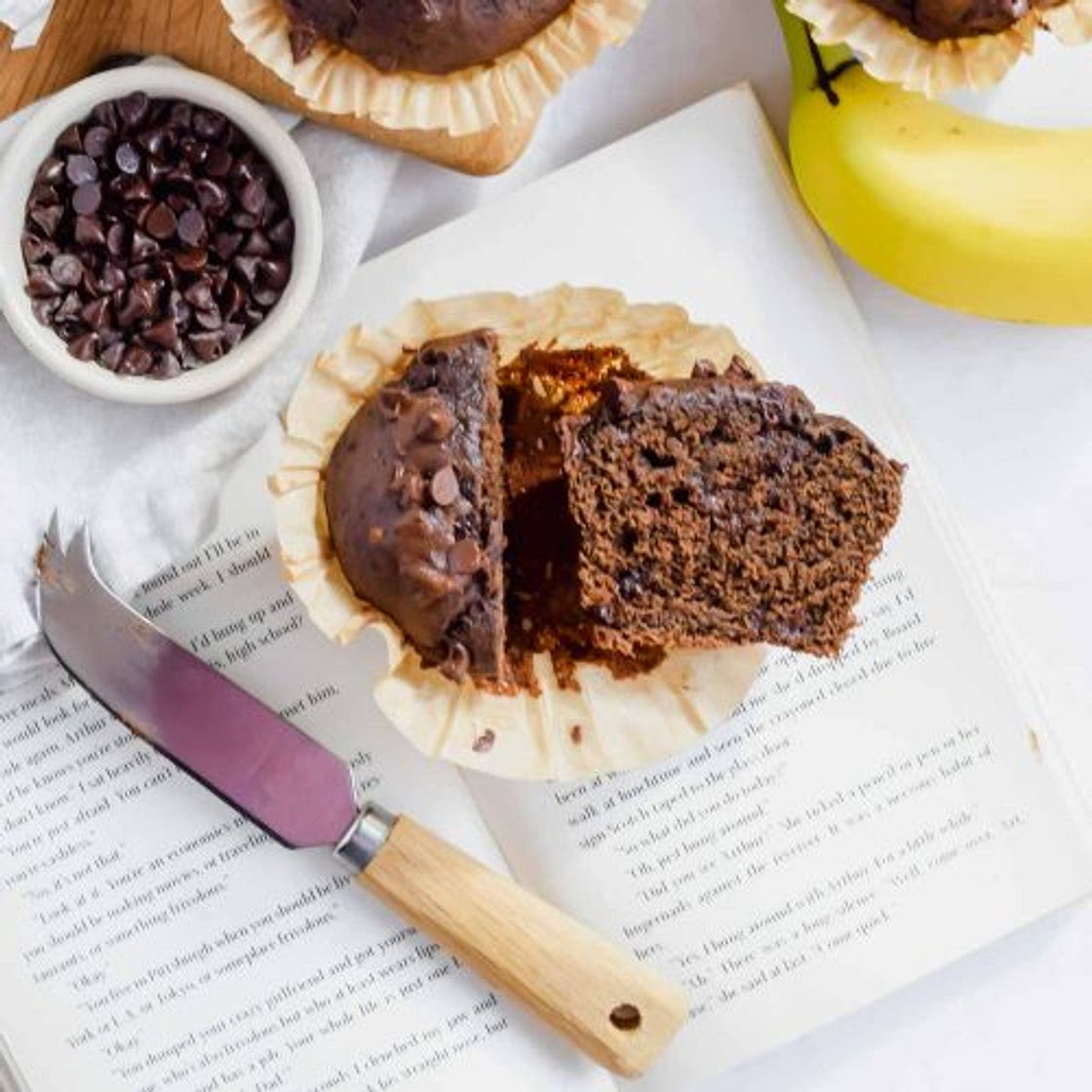 One Bowl Double Chocolate Banana Muffins