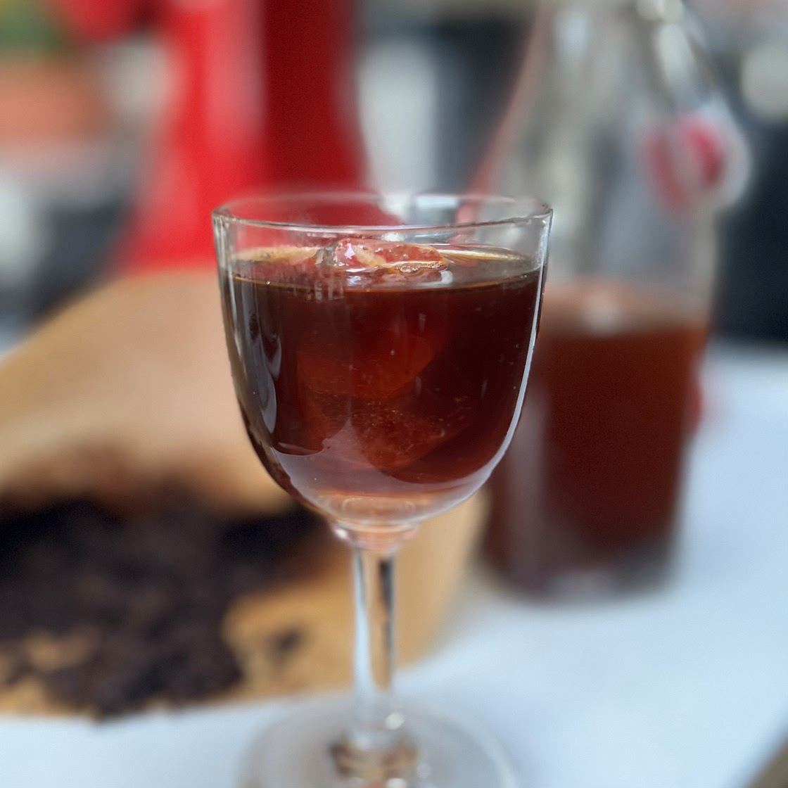 Coffee liqueur made with used coffee grounds  - quick, easy and utterly delicious!