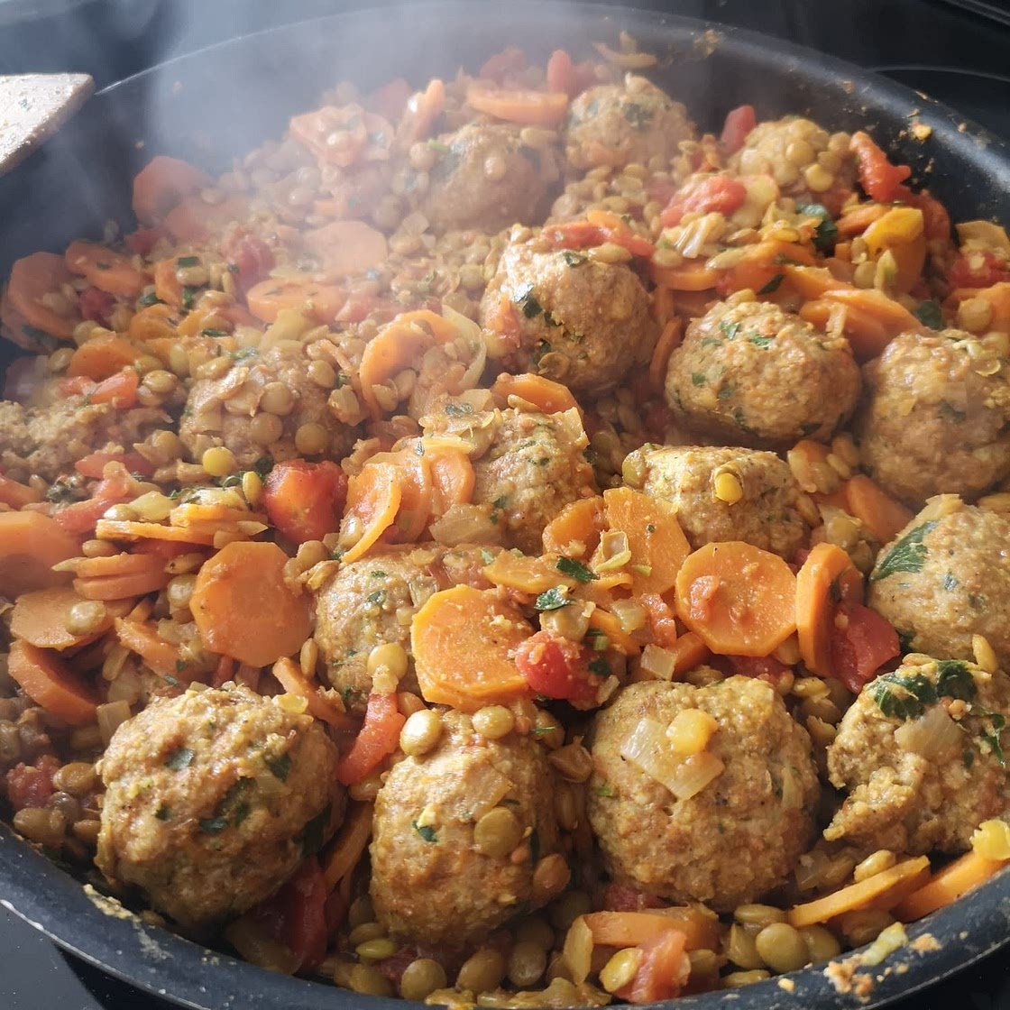 Moroccan Lentils with Turkey Meatballs