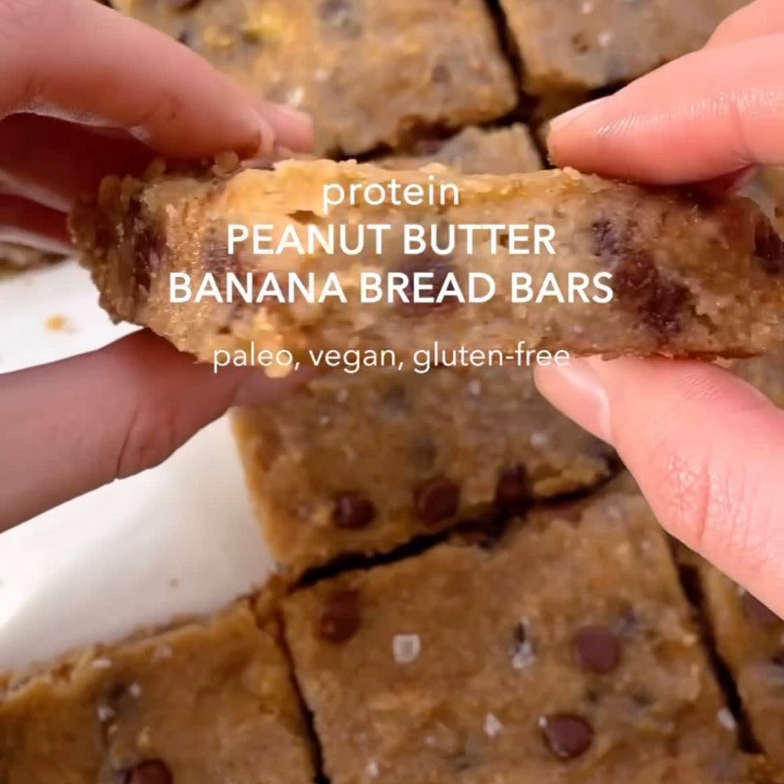 Protein peanut butter banana bread bar - wholewithbeth Instagram